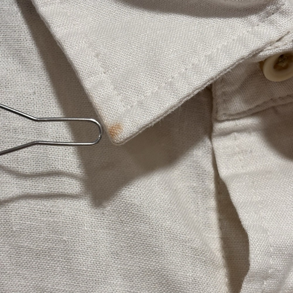 ROWM Button Down White Blue Big & Tall Short Sleeve Striped Hemp Outsider 2XB - Picture 5 of 7